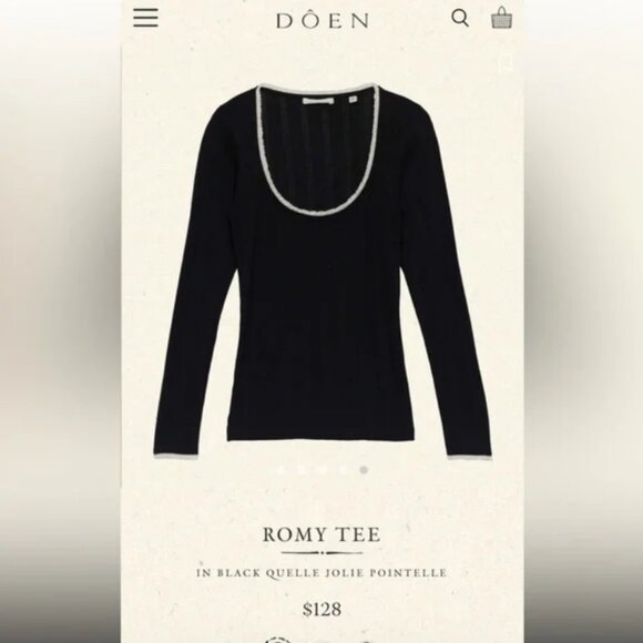 Doen ROMY TEE IN BLACK QUELLE JOLIE POINTELLE 100% organic cotton  size XS - Picture 3 of 6